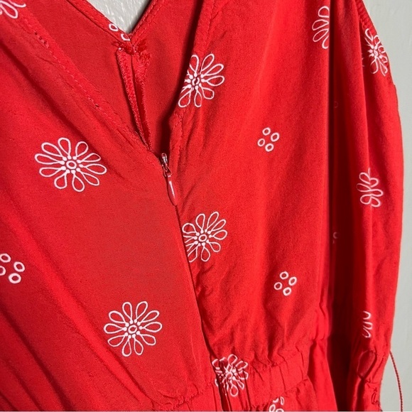 Loft Coral Daisy Wide Leg Tie Waist Jumpsuit - Picture 6 of 8